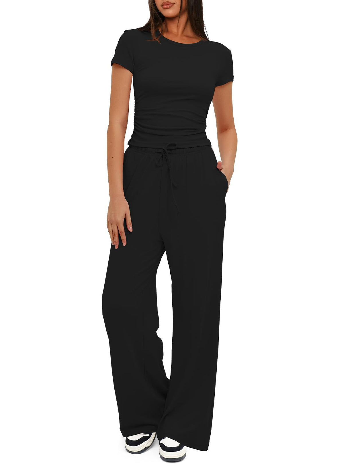 Vellorae Top and High-Waisted Wide-Leg Pants Set