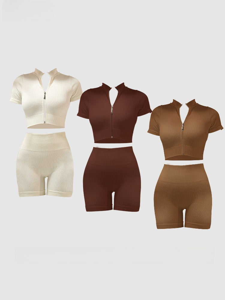Vellorae Clothing Set with Zipper and High Collar-Yoga