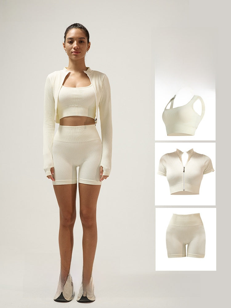 Vellorae Clothing Set with Zipper and High Collar-Yoga