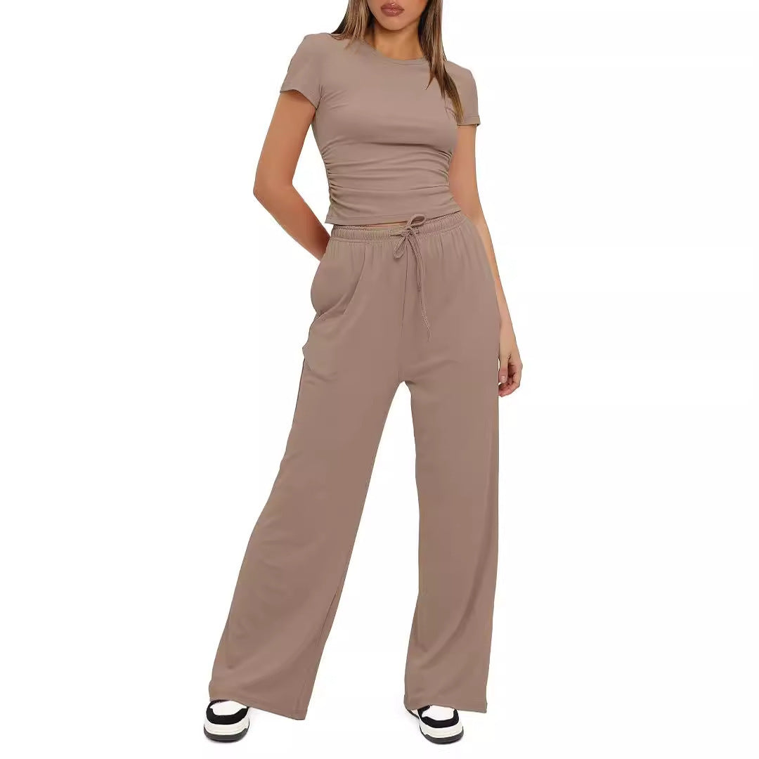 Vellorae Top and High-Waisted Wide-Leg Pants Set