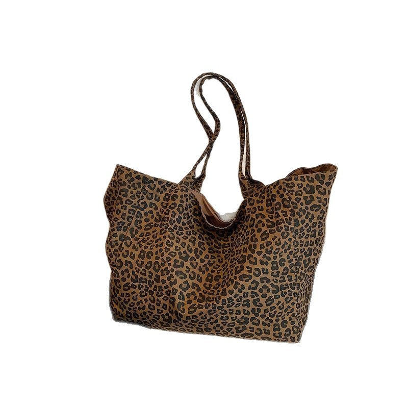 Vellorae Single Shoulder Canvas Tote Bag-Leopard