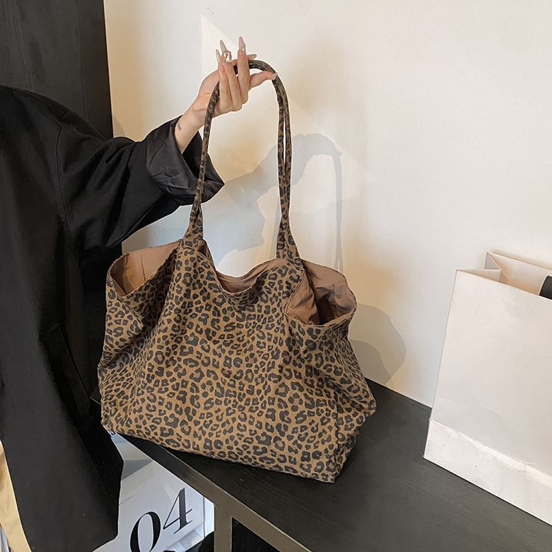 Vellorae Single Shoulder Canvas Tote Bag-Leopard