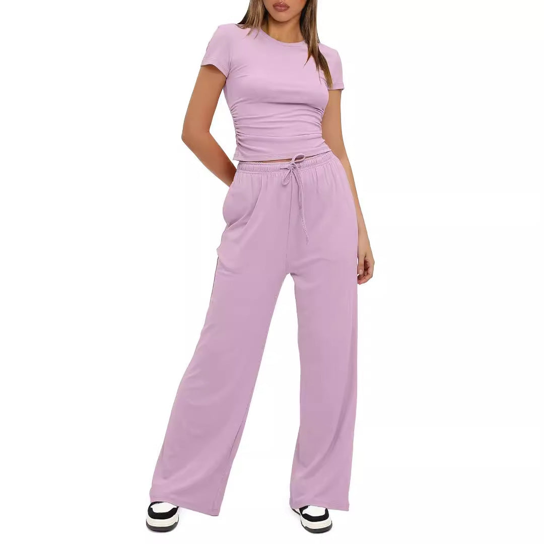 Vellorae Top and High-Waisted Wide-Leg Pants Set