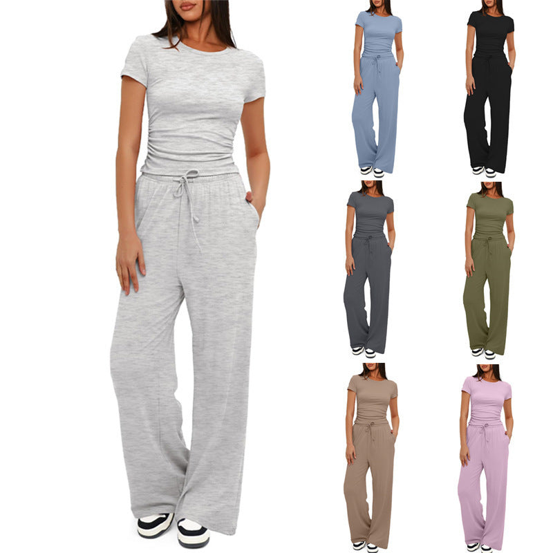 Vellorae Top and High-Waisted Wide-Leg Pants Set