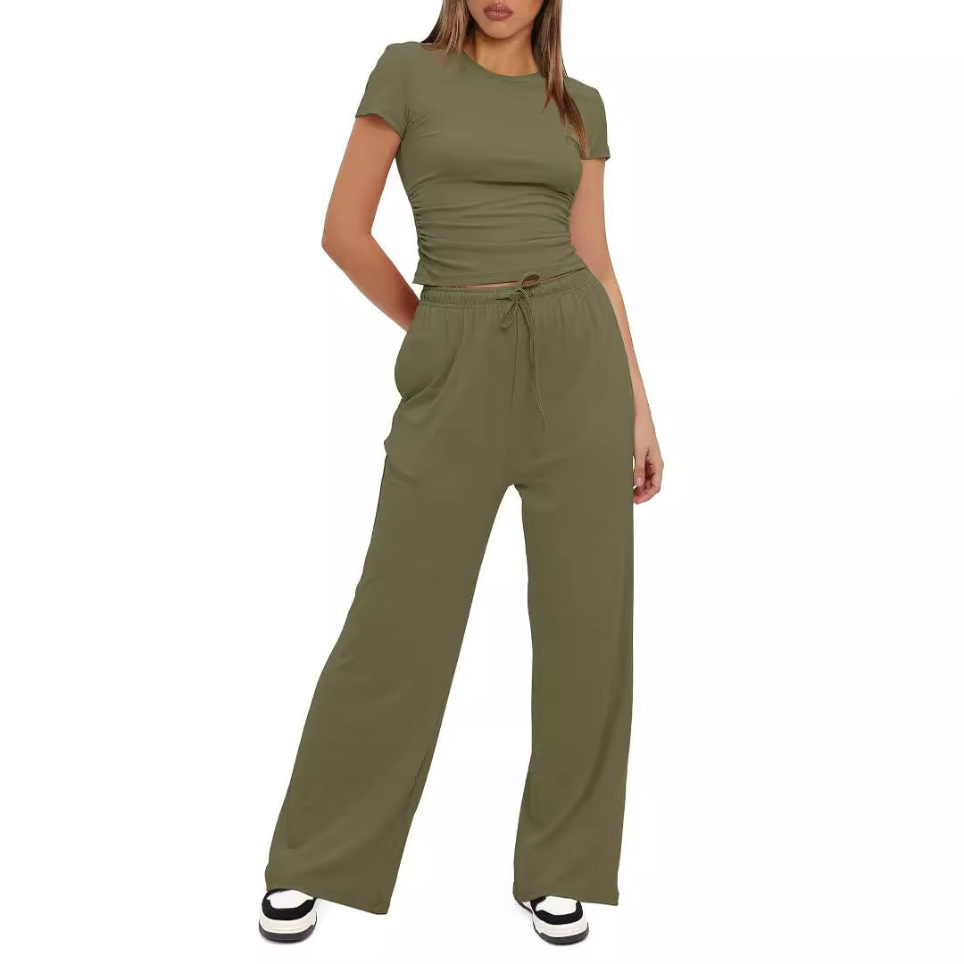 Vellorae Top and High-Waisted Wide-Leg Pants Set