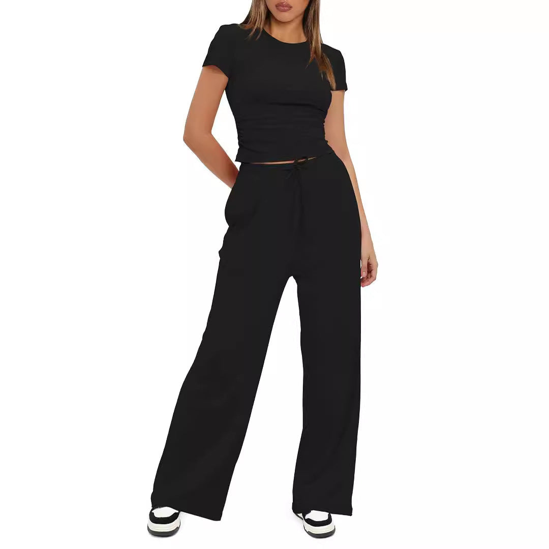 Vellorae Top and High-Waisted Wide-Leg Pants Set