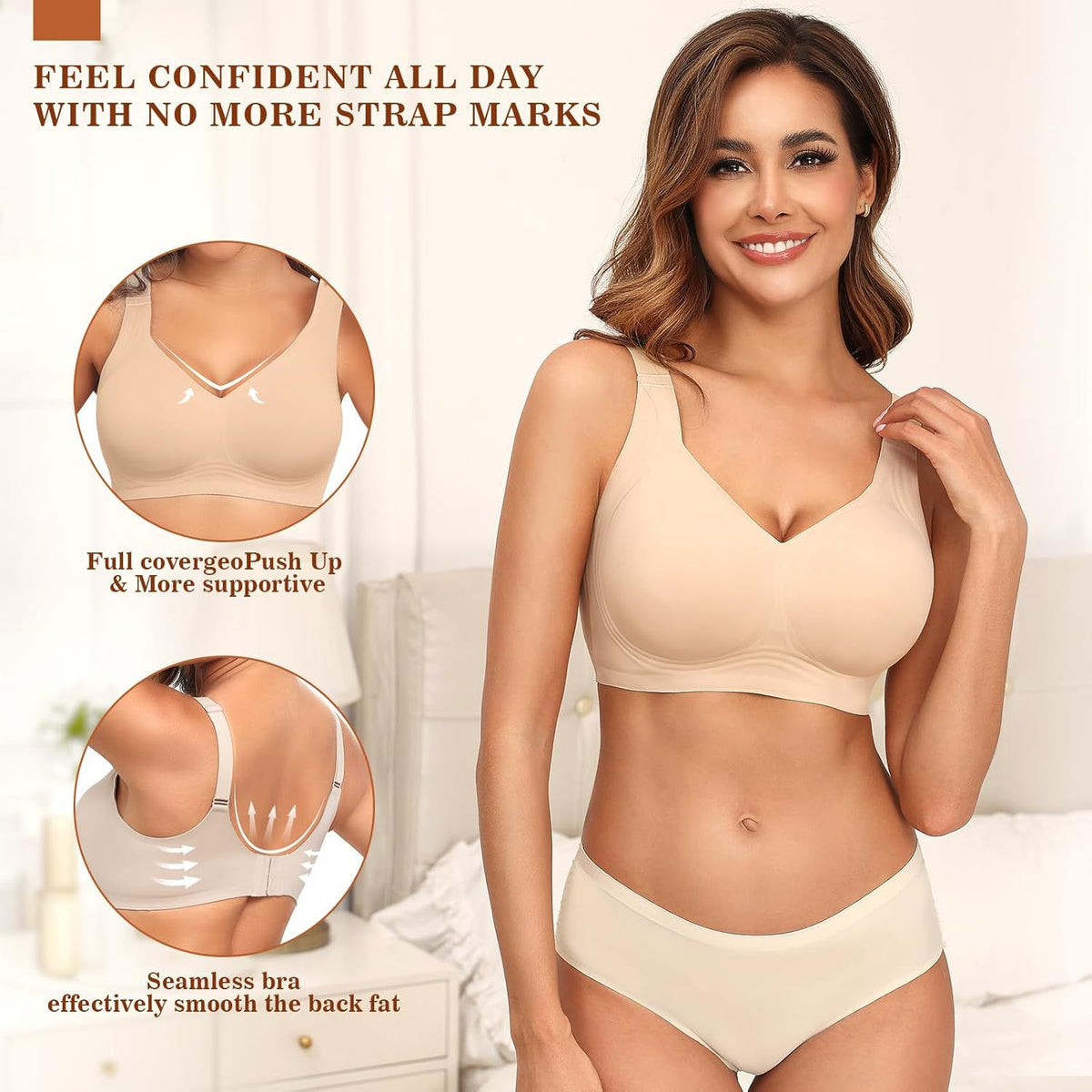 Vellorae Womens Seamless Wireless Bra